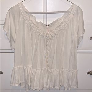 Free People White Flowy Shirt